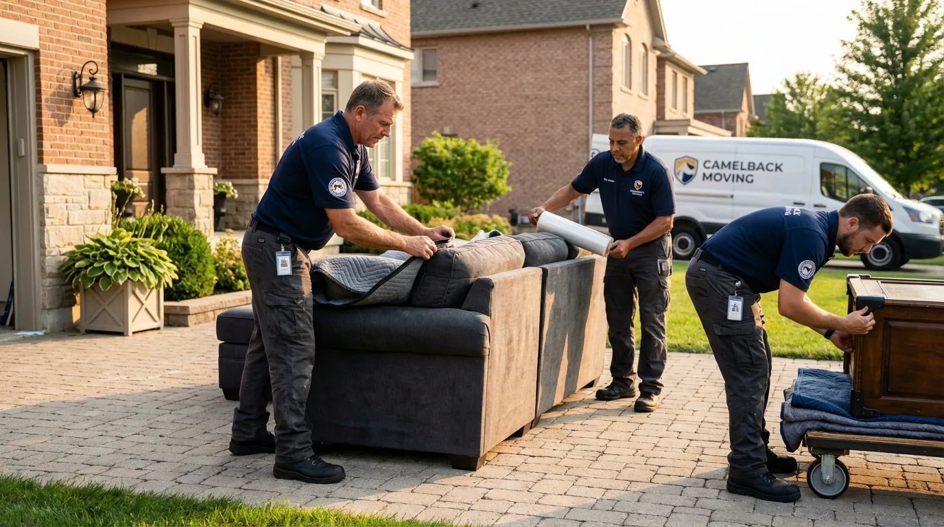 Large estate moving crew wrapping furniture in Sheridan, OR